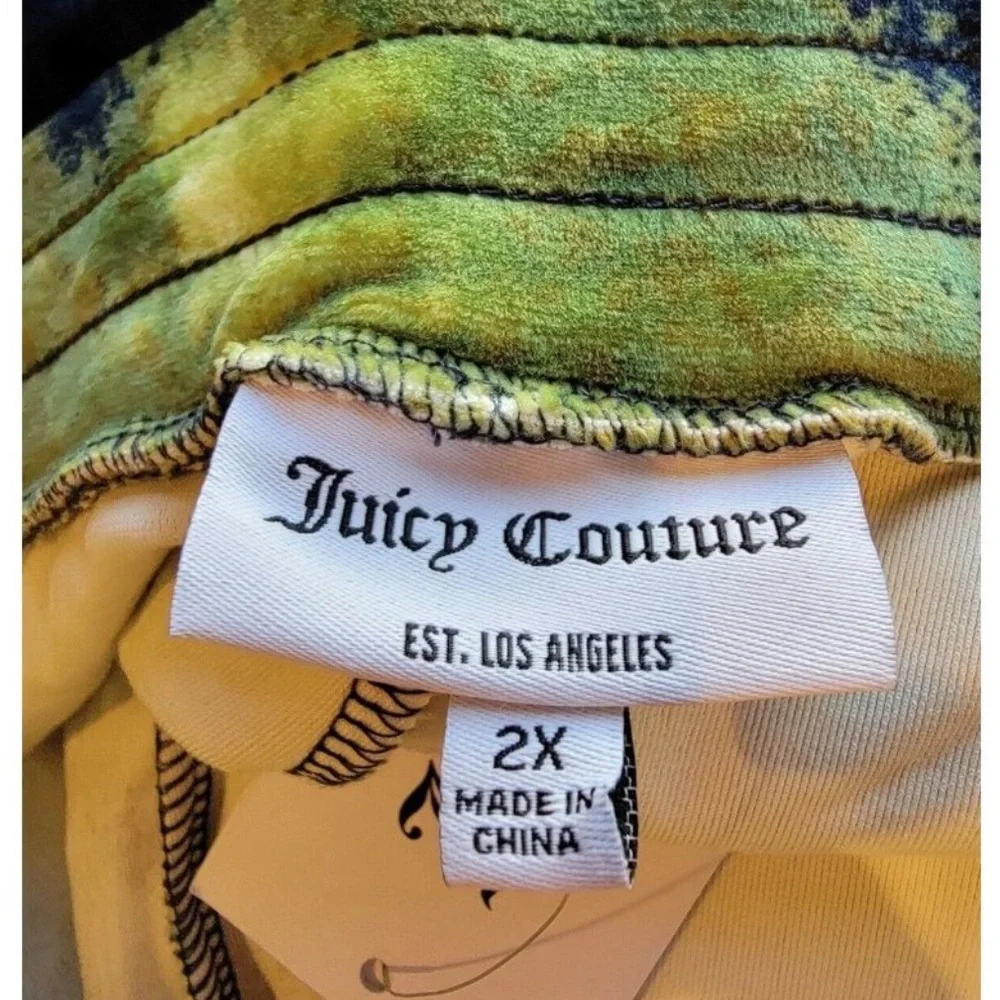 Juicy 2pc. Lounge Outfit NEW With Tags Camo Velveteen Yoga Pant/Olive L/S Tee 2X - Picture 8 of 14
